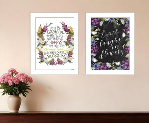 Homeroots Set Of Two Flowers Make Us Laugh White Framed Print Wall Art White Wood Print 407977