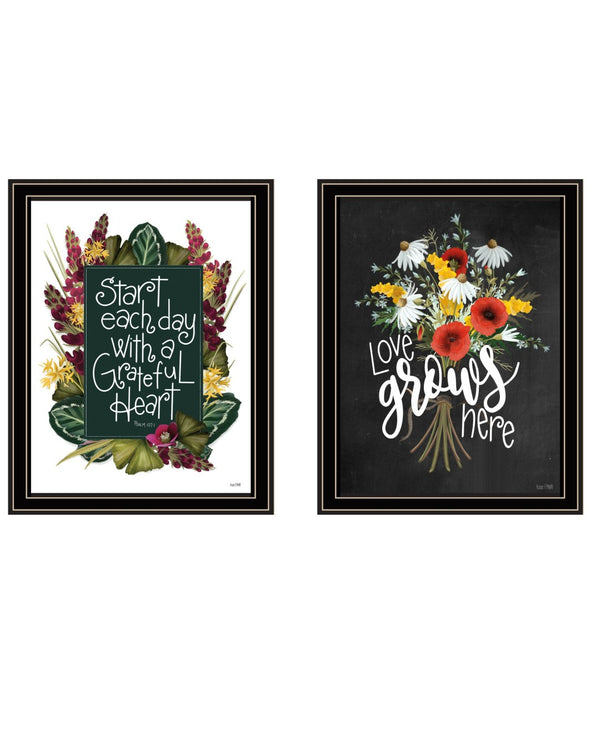 HomeRoots Set of Two Framed Prints with Rustic Wood Design for Modern Farmhouse Wall Décor and Style Black and Gold 29 x 18 407980