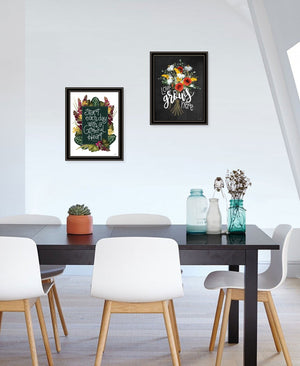 HomeRoots Set of Two Framed Prints with Rustic Wood Design for Modern Farmhouse Wall Décor and Style Black and Gold 29 x 18 407980