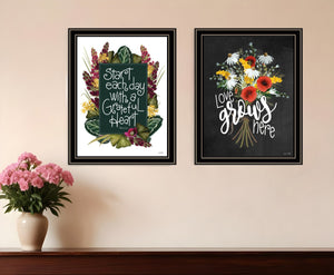 HomeRoots Set of Two Framed Prints with Rustic Wood Design for Modern Farmhouse Wall Décor and Style Black and Gold 29 x 18 407980