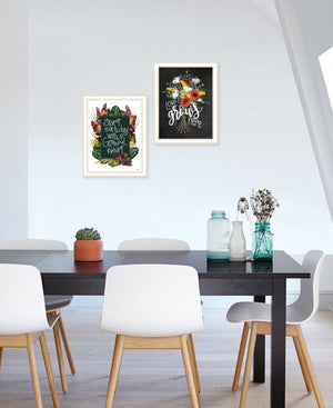 Homeroots Set Of Two With Grateful Hearts White Framed Print Wall Art  Wood Print 407981