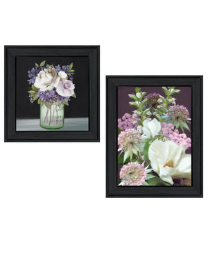 Homeroots Set Of Two Lilac And Wild Plum Bouquet Black Framed Print Wall Art  Wood Print 407986