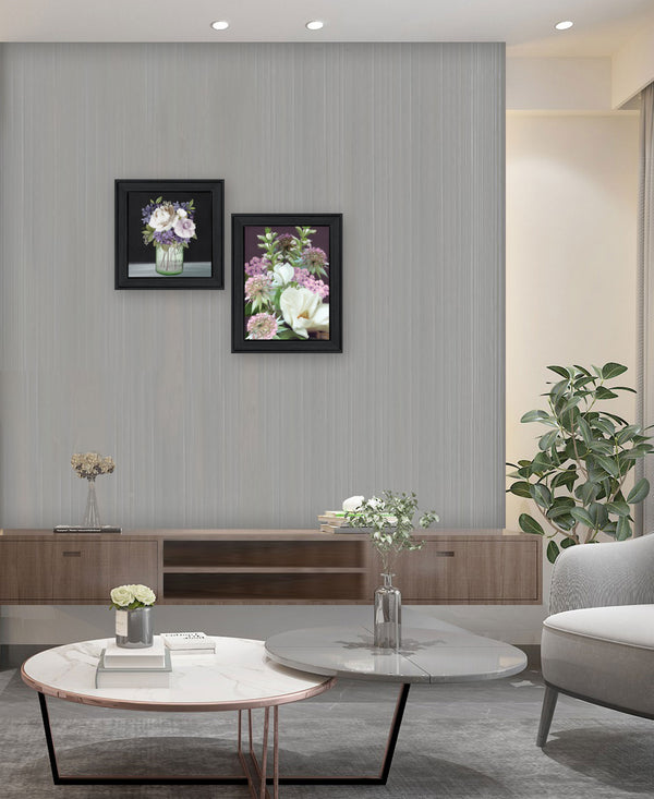 Homeroots Set Of Two Lilac And Wild Plum Bouquet Black Framed Print Wall Art  Wood Print 407986