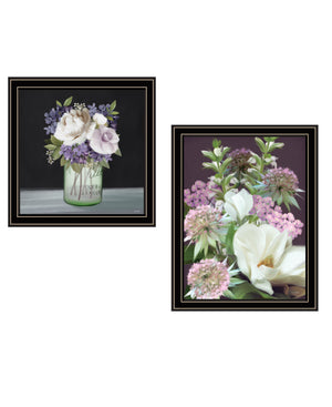 Homeroots Set Of Two Lilac And Wild Plum Bouquet Black Framed Print Wall Art Black And Gold Wood Print 407987