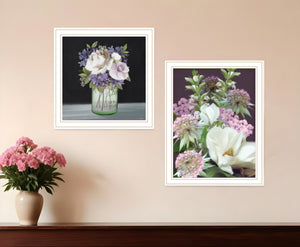 Homeroots Set Of Two Lilac And Wild Plum Bouquet White Framed Print Wall Art White Wood Print 407988