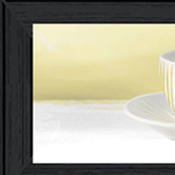 Homeroots Set Of Two Teacups Black Framed Print Kitchen Wall Art Charcoal Wood Print 407991