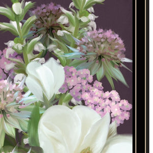 HomeRoots Set of Two Rustic Floral Prints in Black Frame - Lilac and Wild Plum Wall Art for Modern Décor Black and Gold 29 x 20 407993