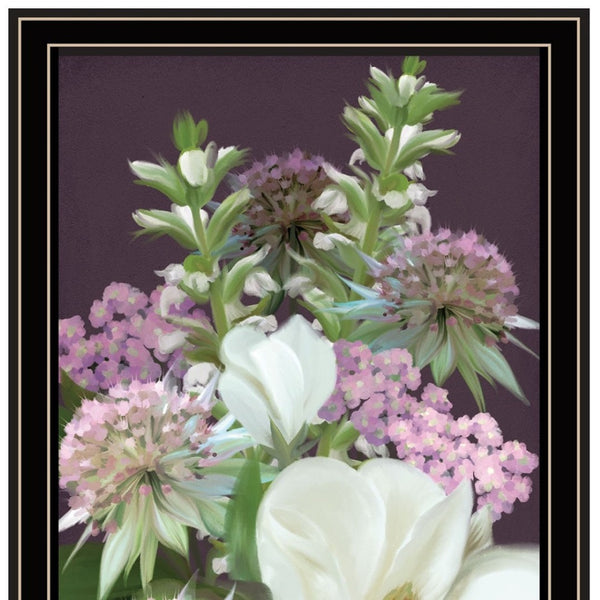HomeRoots Set of Two Rustic Floral Prints in Black Frame - Lilac and Wild Plum Wall Art for Modern Décor Black and Gold 29 x 20 407993