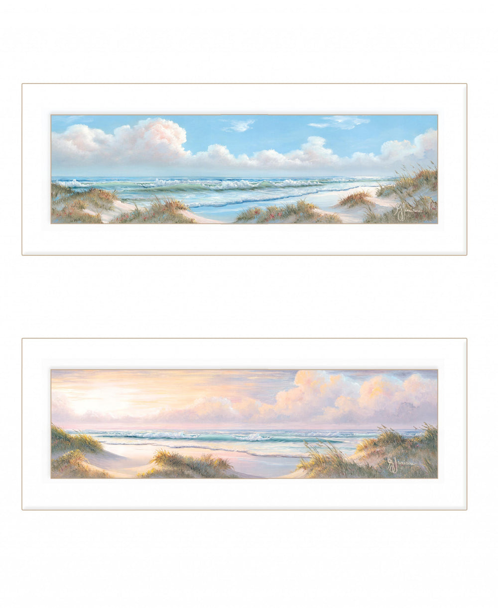 Homeroots Set Of Two The Seascape 2 White Framed Print Wall Art  Wood Print 407999