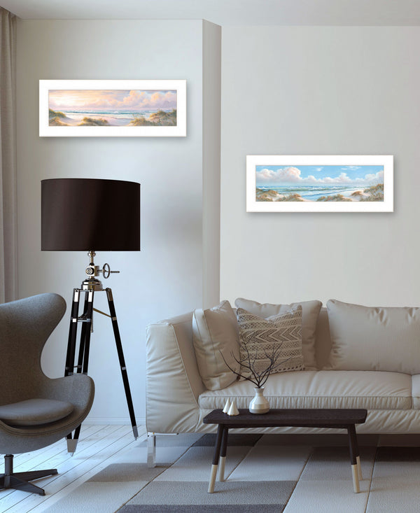 Homeroots Set Of Two The Seascape 2 White Framed Print Wall Art  Wood Print 407999