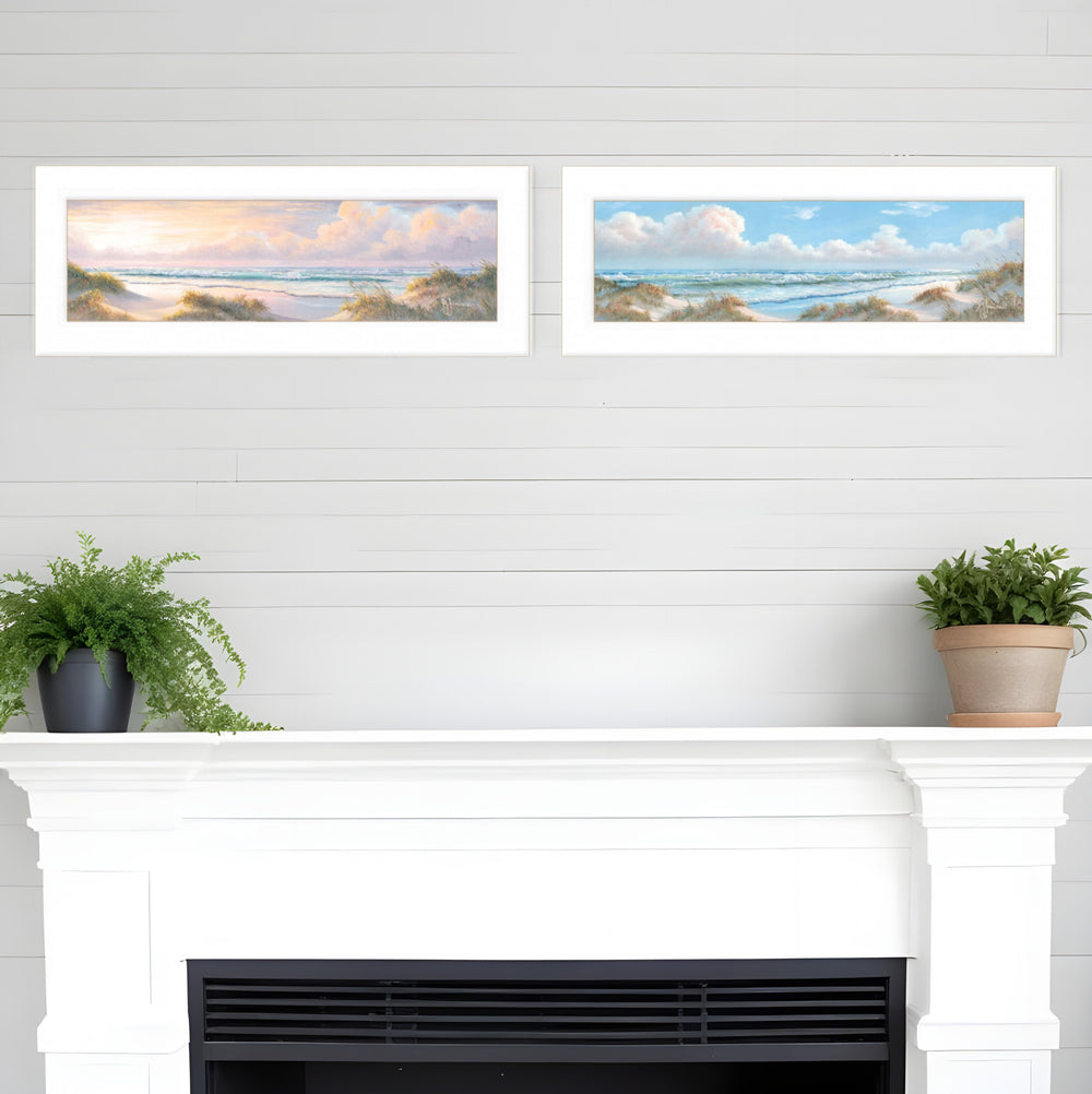 Homeroots Set Of Two The Seascape 2 White Framed Print Wall Art  Wood Print 407999