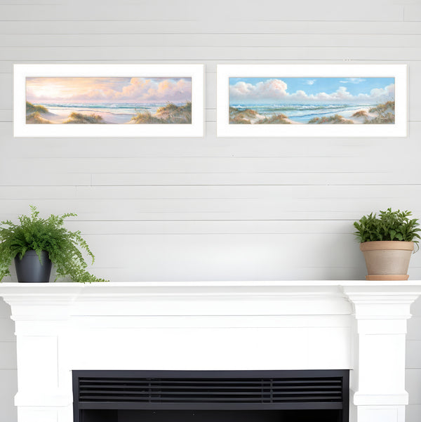 Homeroots Set Of Two The Seascape 2 White Framed Print Wall Art  Wood Print 407999