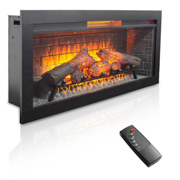 English Elm 42 Inch Infrared Quartz Fireplace Insert with 3d Flame Effect and Built-in Speaker W1769P405043