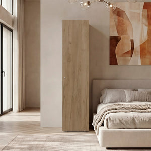 English Elm Violet Freestanding Wardrobe with Four Shelves Beige Wood Tone Bedroom Storage B092P474494