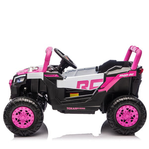English Elm 12v Kids Electric Utv Ride on Toy with Parental Remote Swing Function and Shock Absorbers Pink W1578P368159