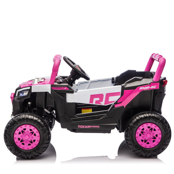 English Elm 12v Kids Electric Utv Ride on Toy with Parental Remote Swing Function and Shock Absorbers Pink W1578P368159