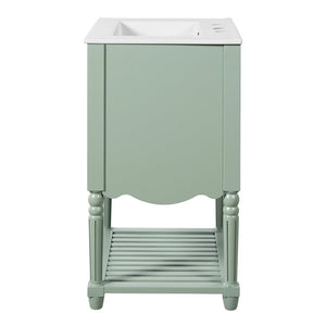 English Elm 24'' Vintage Bathroom Vanity with Ceramic Sink Soft Close Drawers Open Shelf Green N710P411237F