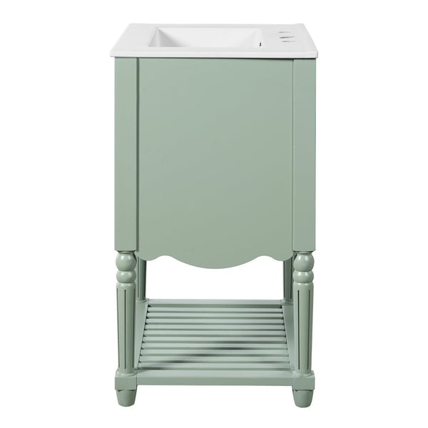 English Elm 24'' Vintage Bathroom Vanity with Ceramic Sink Soft Close Drawers Open Shelf Green N710P411237F