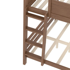 English Elm Queen Over Bunk Bed Pine Frame with Built in Shelving Detachable Vintage Style Wood W5316S00016