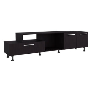 English Elm Athol 69" Two-Tier TV Stand Black – Sleek Engineered Wood Media Console, Cable Management, Fits 75" TVs B070P264146