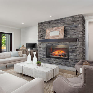 English Elm 36 Inch Infrared Quartz Fireplace Insert with Trim Kit 3d Ember Bed Touch Control W1769P405042