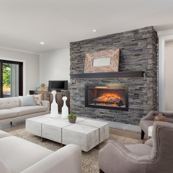 English Elm 36 Inch Infrared Quartz Fireplace Insert with Trim Kit 3d Ember Bed Touch Control W1769P405042