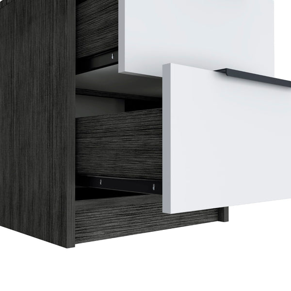 English Elm Washington Two Drawer Nightstand with Open Shelf Modern Two Tone Bedroom Storage B128P148988