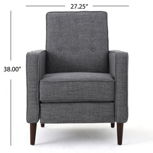 English Elm Christopher Knight Home® - Fabric Recliner Chair Mid-Century Modern Pushback Single Sofa with Tufted Cushion, Birch Legs, Cozy Comfort Gray 60741.00GRY