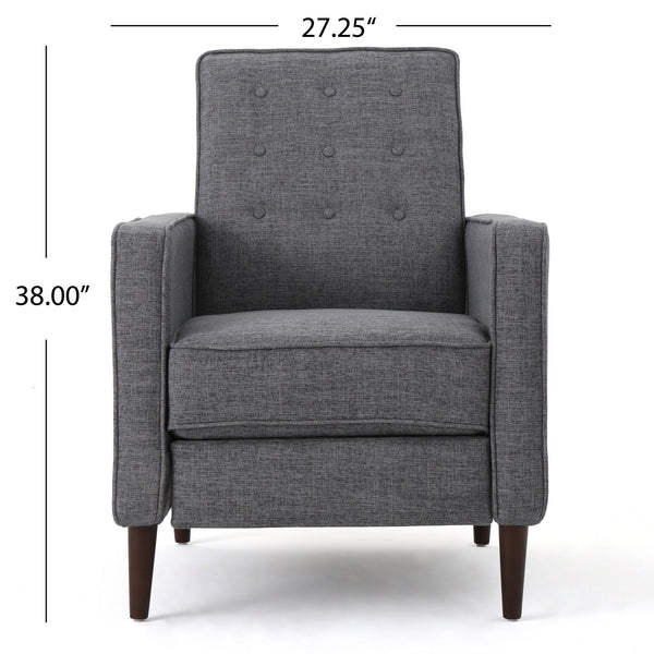 English Elm Christopher Knight Home® - Fabric Recliner Chair Mid-Century Modern Pushback Single Sofa with Tufted Cushion, Birch Legs, Cozy Comfort Gray 60741.00GRY