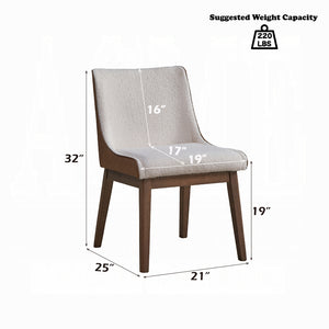 English Elm Modern Boucle Wingback Dining Chairs Set of 2 - Brown & White Upholstery, Walnut Legs, Retro Charm, Easy Assembly B2741P345909