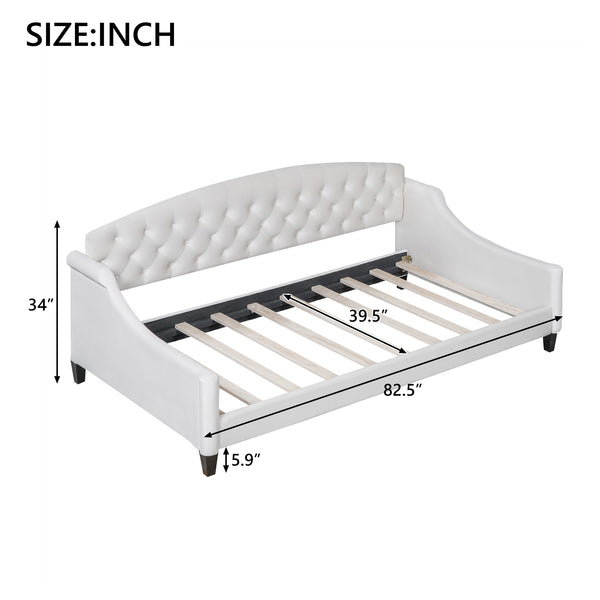 English Elm Modern Luxury Tufted Button Daybed In Beige Velvet - Stylish Twin Sleeper For Chic Spaces & Comfort GX001008AAA-1