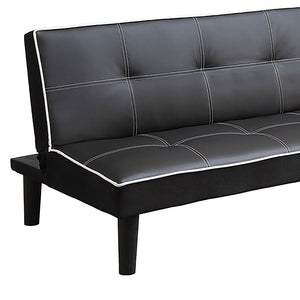 English Elm Cranston Black Armless Sofa Bed with Contrast Piping, Tufted Faux Leather, Space-Saving Modern Guest Seating B062P357831