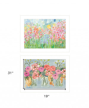 HomeRoots Set of Two Garden Flowers II Framed Prints - Rustic Floral Wall Art for Modern Farmhouse Décor White 408003