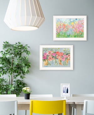 Homeroots Set Of Two Garden Flowers Ii 2 White Framed Print Wall Art  Wood Print 408004