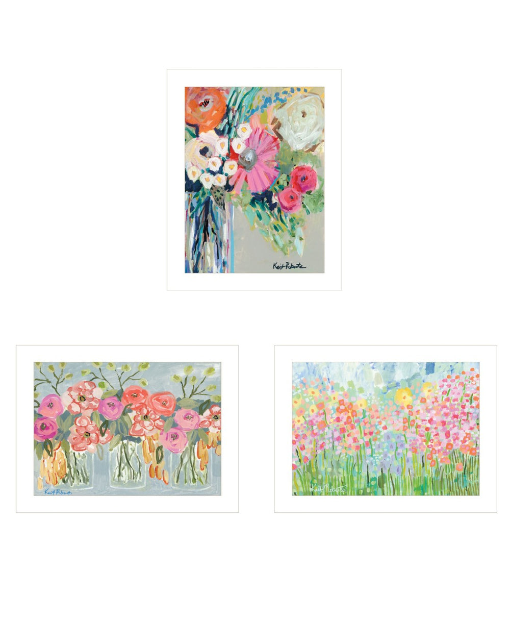 HomeRoots Set of Three Rustic Floral Wood Prints - Modern Farmhouse Wall Art for Vibrant Home Decor 408005