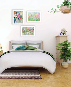 HomeRoots Set of Three Rustic Floral Wood Prints - Modern Farmhouse Wall Art for Vibrant Home Decor 408005