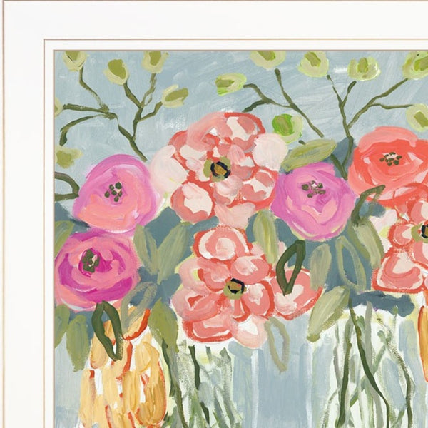 HomeRoots Set of Three Garden Floral Prints in Rustic Frames - Perfect Wall Art for Modern Farmhouse Decor White and Gold 408006