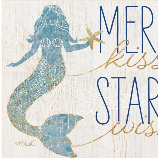 HomeRoots Set of Two Mermaids Coastal Wall Art Prints in White Frames – Rustic Charm for Any Room Decor 408008