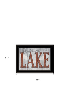Homeroots Set Of Two Lake Life Is Better 2 Black Framed Print Wall Art Black And Gold Wood Print 408013