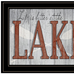 Homeroots Set Of Two Lake Life Is Better 2 Black Framed Print Wall Art Black And Gold Wood Print 408013