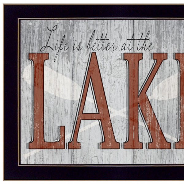 Homeroots Set Of Two Lake Life Is Better 3 Black Framed Print Wall Art Black Wood Print 408014