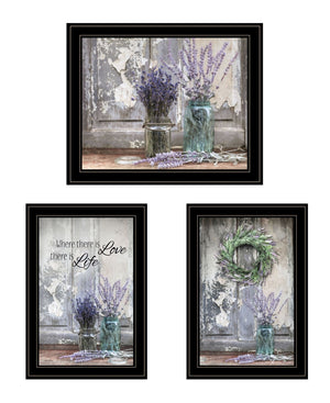 HomeRoots Set of Three Rustic Lavender Floral Wall Art Prints – Inspirational Quotes for Modern Decor 408016