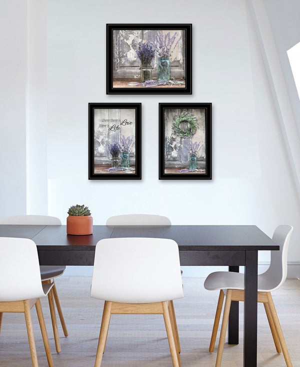 HomeRoots Set of Three Rustic Lavender Floral Wall Art Prints – Inspirational Quotes for Modern Decor 408016