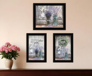 HomeRoots Set of Three Rustic Lavender Floral Wall Art Prints – Inspirational Quotes for Modern Decor 408016