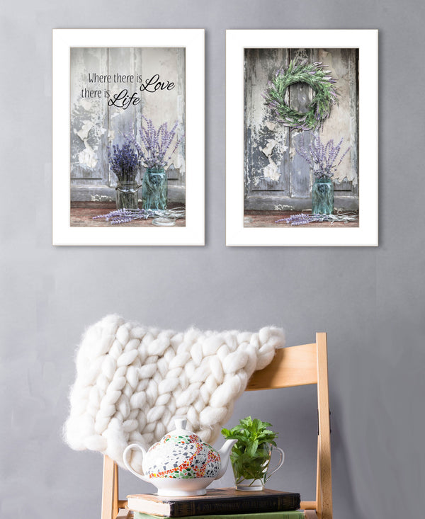 Homeroots Set Of Two Love And Memories White Framed Print Wall Art  Wood Print 408017