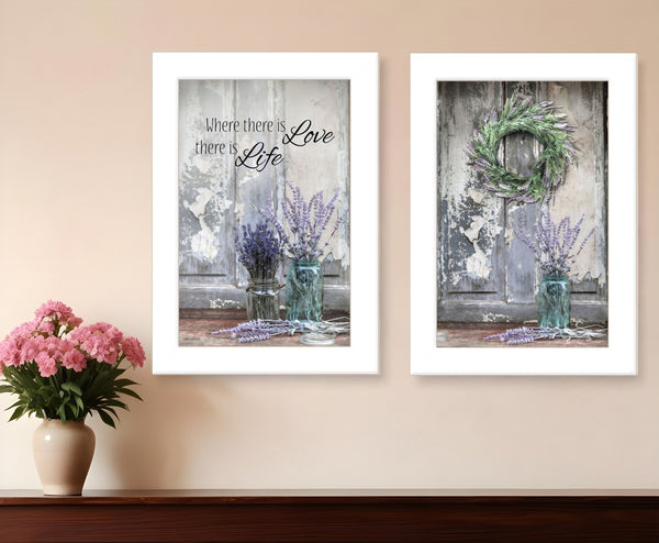 Homeroots Set Of Two Love And Memories White Framed Print Wall Art  Wood Print 408017