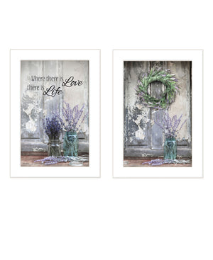 Homeroots Set Of Two Love And Memories White Framed Print Wall Art  Wood Print 408017