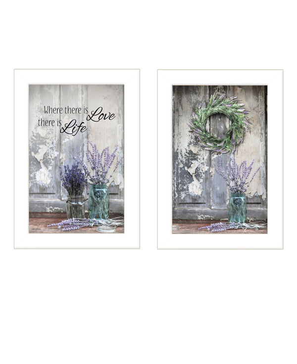 Homeroots Set Of Two Love And Memories White Framed Print Wall Art  Wood Print 408017