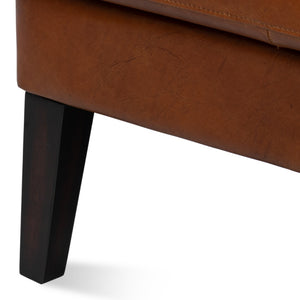 Sarreid Elite Wing Lounge Chair - Vintage Havana Leather With Rubber Wood Frame For Timeless Elegance Brown  40801