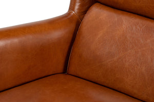 Sarreid Elite Wing Lounge Chair - Vintage Havana Leather With Rubber Wood Frame For Timeless Elegance Brown  40801